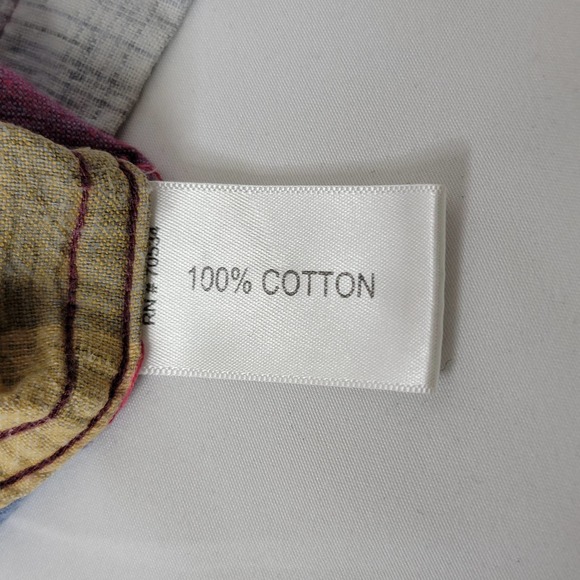 Orvis Chambray Shirt XL Red Blue Yellow Patch Plaid Men's Colorful Casual Pocket - Picture 4 of 8